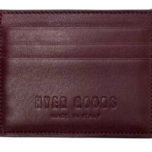HYER GOODS Italian Leather Card Wallet, Burgundy, NWT